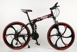 KUBEEN 26inch folding mountain bike 21 speed double damping bicycle double disc brakes mountain bike